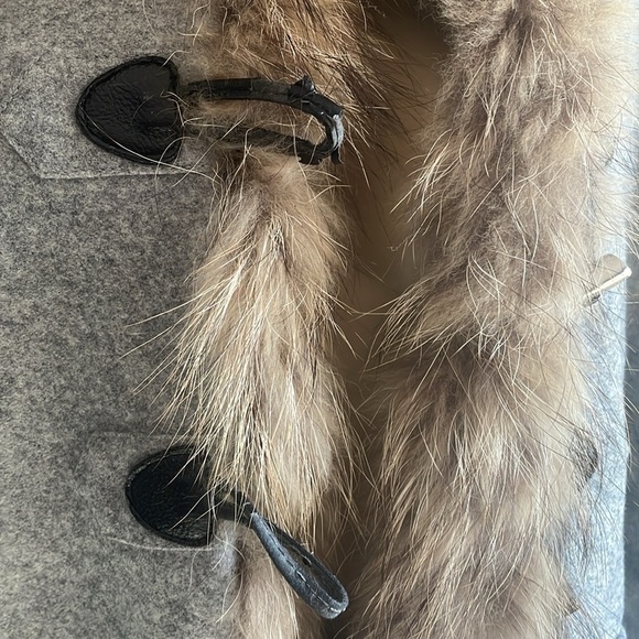 Maje- Grey Parka Coat with Fur Trim size 38= US 6 - Picture 8 of 8